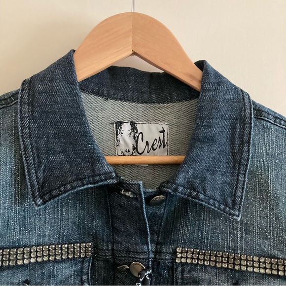 Crest Cropped Denim Jean Jacket | NWT - Picture 4 of 11